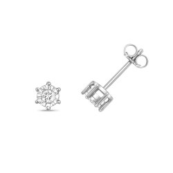 Diamond Illusion Plate Studs In 9ct White Gold 