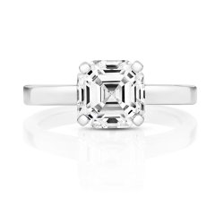 Asscher Cut Solitaire Set With 4 Flat Claws Ring LRG0002
