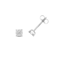 Diamond Brilliant Range Studs In 9ct White Gold 