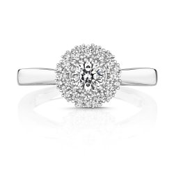 Round Centre Stone With Double Row Cluster Ring LRG0043