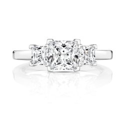 Princess Cut Centre Stone Claw Set With Princess Cut Sides Trilogy Ring LRG0038