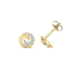 Diamond Swirl Studs In 9ct Gold 