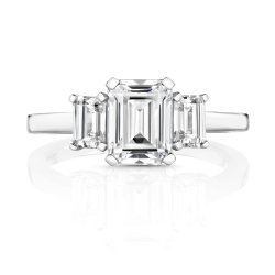 Emerald Cut Centre Stone Claw Set  With Emerald Cut Sides Trilogy Ring LRG0040