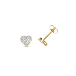 Diamond Heart Studs In 9ct Gold 