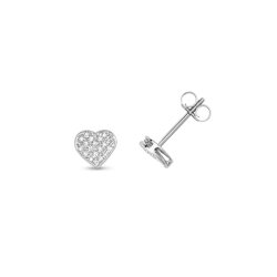 Diamond Heart Studs In 9ct White Gold 