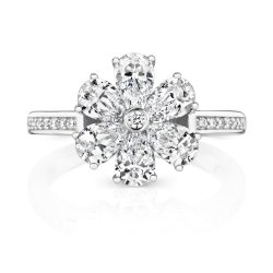 Round Centre With Pear Shape Stones Flower Ring LRG0049