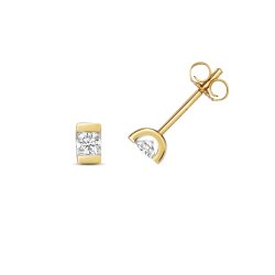 Diamond Single Stone Studs In 9ct Gold 