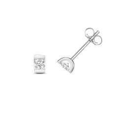 Diamond Single Stone Studs In 9ct White Gold 