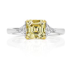 Asscher Cut Yellow Centre Stone Claw Set With Triangular Sided Ring LRG0037Y