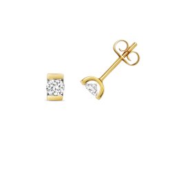 Diamond Single Stone Studs In 9ct Gold 