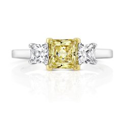 Princess Cut Yellow Centre Stone Claw Set With Princess Cut  Ring LRG0038Y