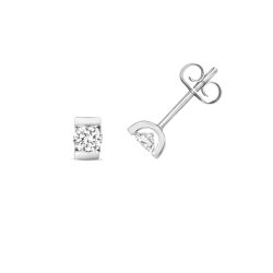 Diamond Single Stone Studs In 9ct White Gold 