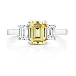 Emerald Cut Yellow Centre Stone Claw Set  With Emerald Cut Sides Ring LRG0040Y