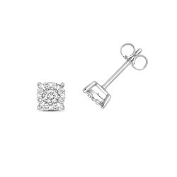 Diamond Brilliant Range Studs In 9ct White Gold 