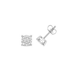 Diamond Brilliant Range Studs In 9ct White Gold 