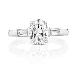 Oval Cut Centre Stone Claw Set With End Set Tapered Baguette Ring LRG0012