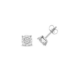 Diamond Brilliant Range Studs In 9ct White Gold 