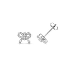 Diamond Bow Studs In 9ct White Gold 