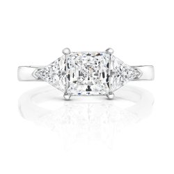 Princess Cut Centre Stone Claw Set With Triagular Sides Trilogy Ring LRG0018
