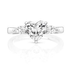 Heart Shape Centre Stone Claw Set With Pear Shape Sides Trilogy Ring LRG0019