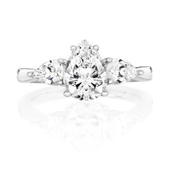 Pear Shape Centre Stone Claw Set With Pear Shape Sides Trilogy Ring LRG0020