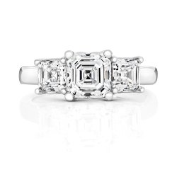 Asscher Cut Centre Stone Claw Set With Asscher Cut Sides Trilogy Ring LRG0021