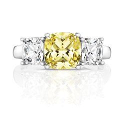 Cushion Centre Yellow Stone Claw Set With Cushion Sides Trilogy Ring LRG0022Y