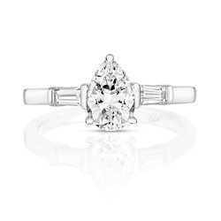 Pear Cut Centre Stone Claw Set With End Set Tapered Baguette Ring LRG0013