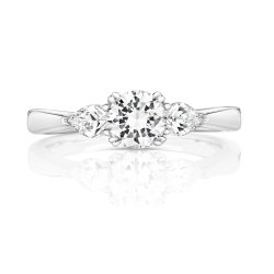 Round Centre Stone Claw Set With Pear Shape Sides Trilogy Ring LRG0016