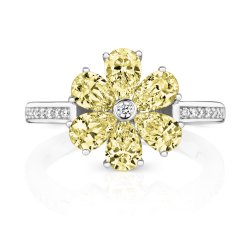 Round Centre With Yellow Pear Shape Stones Flower Ring LRG0049Y