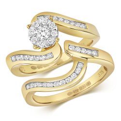 Diamond Brilliant Crossover Bridal Set In 9ct Gold 
