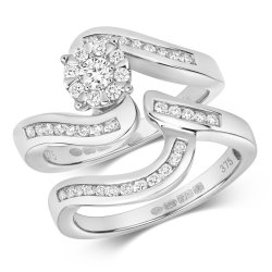 Diamond Brilliant Crossover Bridal Set In 9ct White Gold 