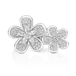 Pave Set Double Flower Cocktail Ring LRG0059