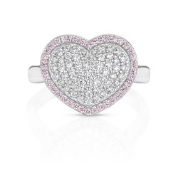 Pave Set Heart With Pink Surround Ring LRG0061