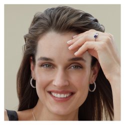 Round Centre Stone Claw Set With Blue Round Sides Trilogy Ring LRG0041S