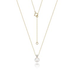 Diamond & Akoya Pearl Necklace In 18ct Gold 