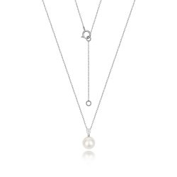 Diamond & Akoya Pearl Necklace In 18ct White Gold 