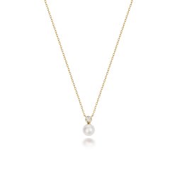 Diamond & Akoya Pearl Necklace In 18ct Gold 