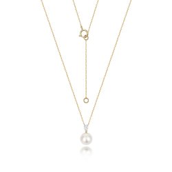 Diamond & Akoya Pearl Necklace In 18ct Gold 