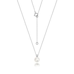 Diamond & Akoya Pearl Necklace In 18ct White Gold 