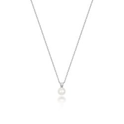 Diamond & Akoya Pearl Necklace In 18ct White Gold 