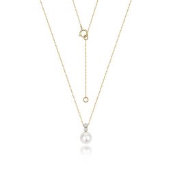 Diamond & Akoya Pearl Necklace In 18ct Gold 