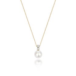 Diamond & Akoya Pearl Necklace In 18ct Gold 