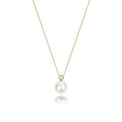 Diamond & Akoya Pearl Necklace In 18ct Gold 