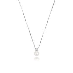 Diamond & Akoya Pearl Necklace In 18ct White Gold 