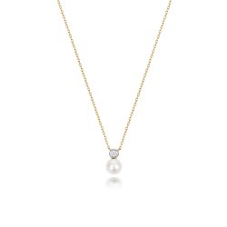 Diamond & Akoya Pearl Necklace In 18ct Gold 