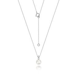 Diamond & Akoya Pearl Necklace In 18ct White Gold 