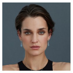 Pale Blue Pear Shape Halo Style Long Slim Drop Earrings LEG0063AQ
