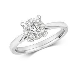 Diamond Brilliant Set Engagement Ring In 9ct White Gold 