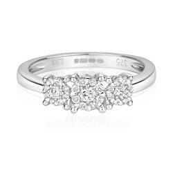 Diamond Brilliant Set Trilogy Ring In 9ct White Gold 